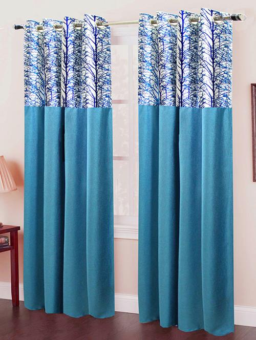 homefab india set of 2 stylish polyester aqua blue window curtain - 5 ft - 13054908 - Very Small Image - 1