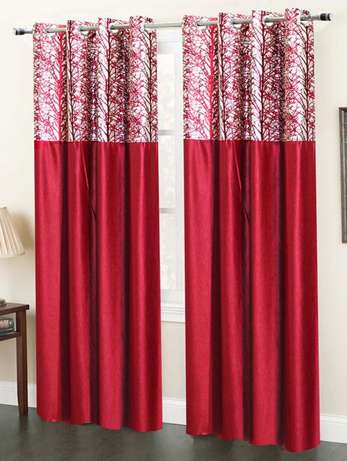 homefab india set of 2 stylish polyester maroon window curtain - 5 ft - 13054910 - Very Small Image - 1