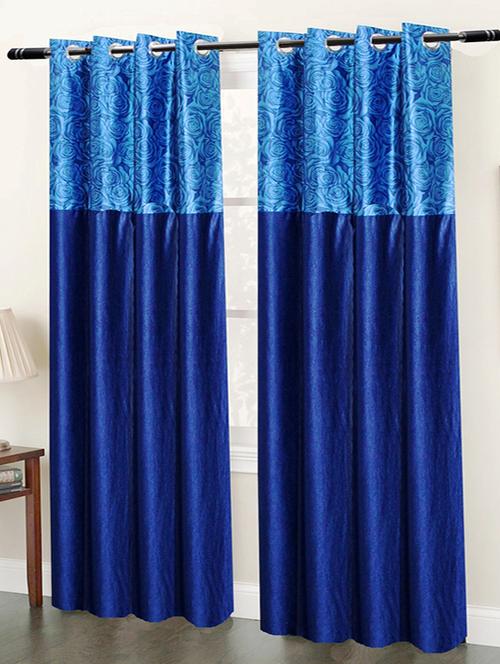 homefab india set of 2 rose blue window curtain - 5 ft - 13054915 - Very Small Image - 1