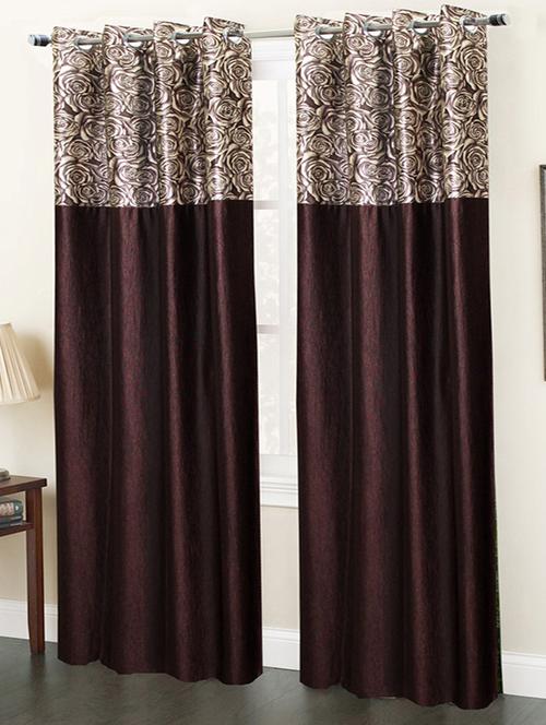 homefab india set of 2 rose coffee window curtain - 5 ft - 13054917 - Very Small Image - 1