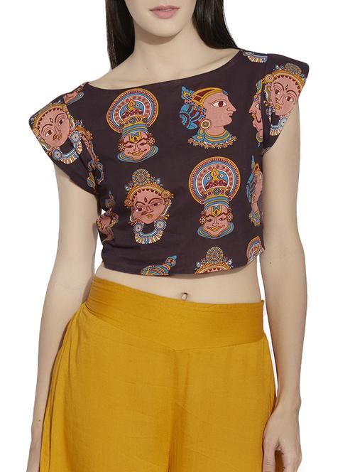 brown cotton crop top - 13055779 - Very Small Image - 1