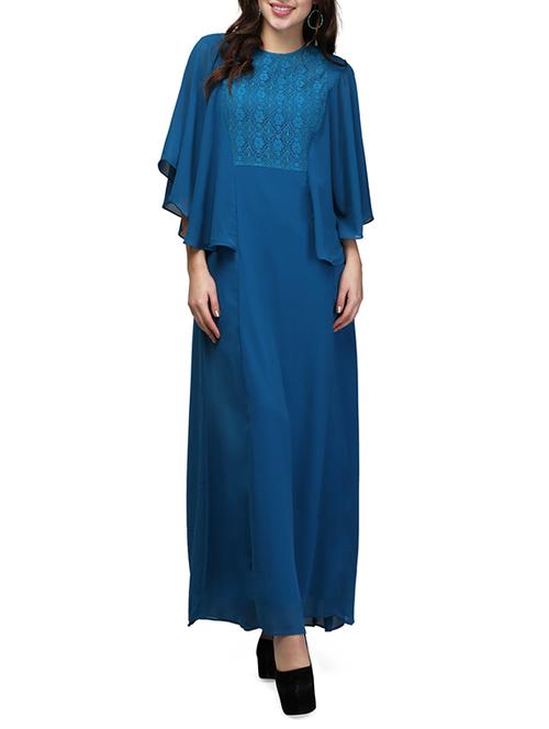 laced panel cape sleeved gown - 13056283 - Very Small Image - 1