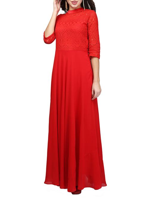 keyhole back lace detail maxi gown - 13056285 - Very Small Image - 1