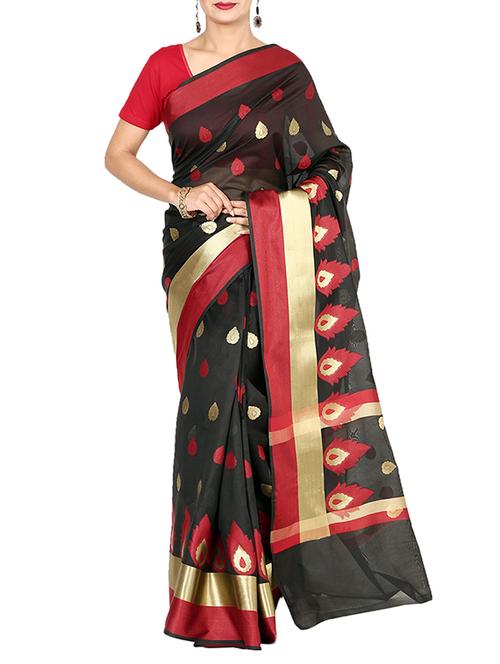 zari motifs woven saree with blouse - 13056355 - Very Small Image - 1