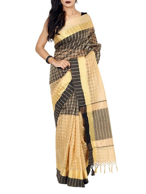 black silk blend woven saree with blouse - 13056373 - Very Small Image - 1