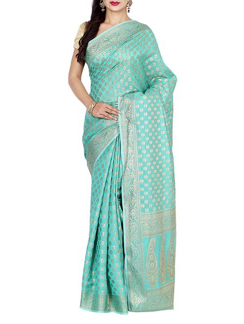 zari floral banarasi saree with blouse - 13056380 - Very Small Image - 1