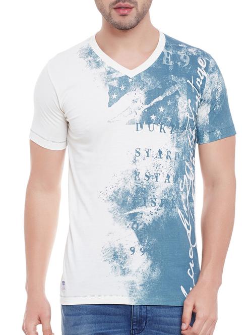 white cotton printed t-shirt - 13056447 - Very Small Image - 1