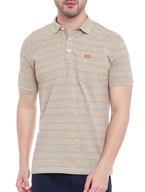 beige cotton striped t-shirt - 13056464 - Very Small Image - 1