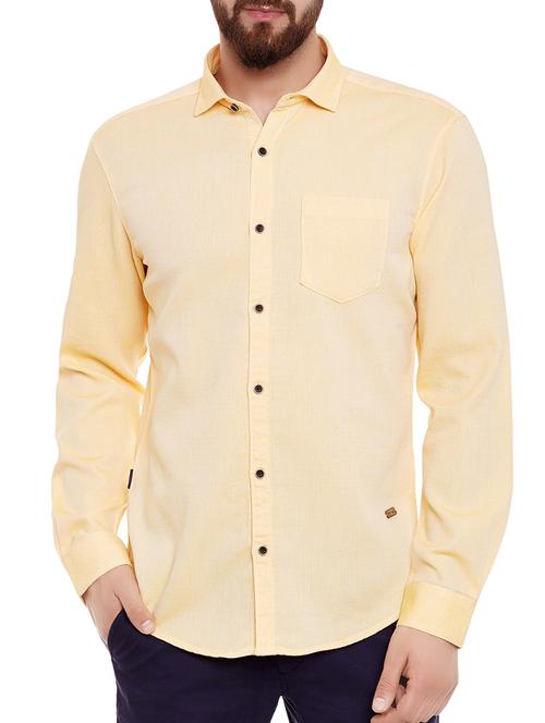 yellow cotton casual shirt - 13057069 - Very Small Image - 1