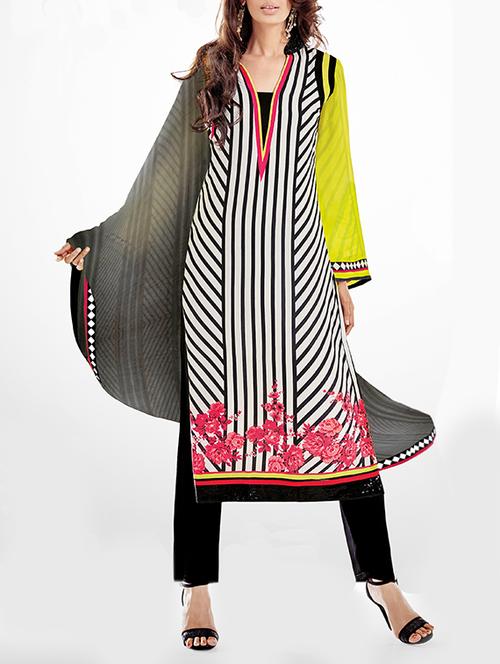 multi colored straight pant dress material - 13058168 - Very Small Image - 1