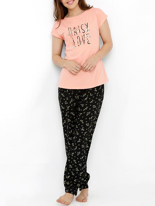 black cotton pyjama set nightwear - 13059351 - Very Small Image - 1