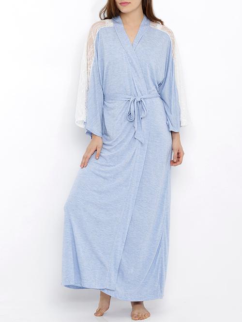 light blue viscose robe - 13059396 - Very Small Image - 1