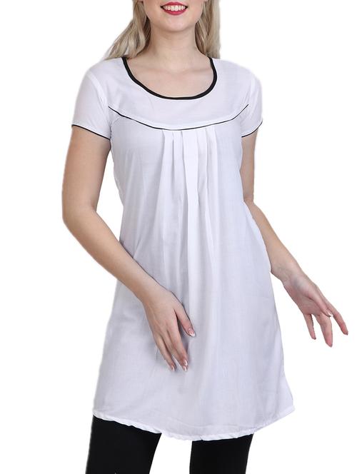 white cotton aline kurti - 13060524 - Very Small Image - 1