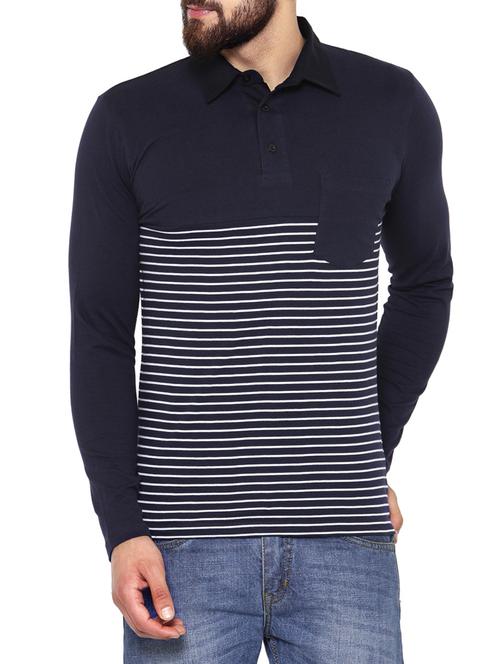 blue cotton striped t-shirt - 13060881 - Very Small Image - 1