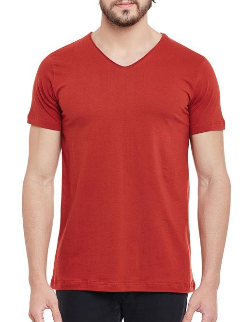 solid rust cotton t-shirt - 13063494 - Very Small Image - 1
