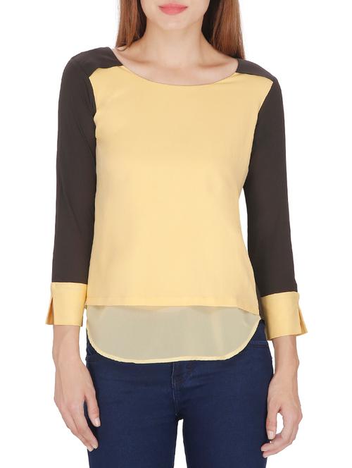 yellow crepe regular top - 13063626 - Very Small Image - 1