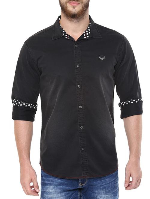 black cotton casual shirt - 13064409 - Very Small Image - 1