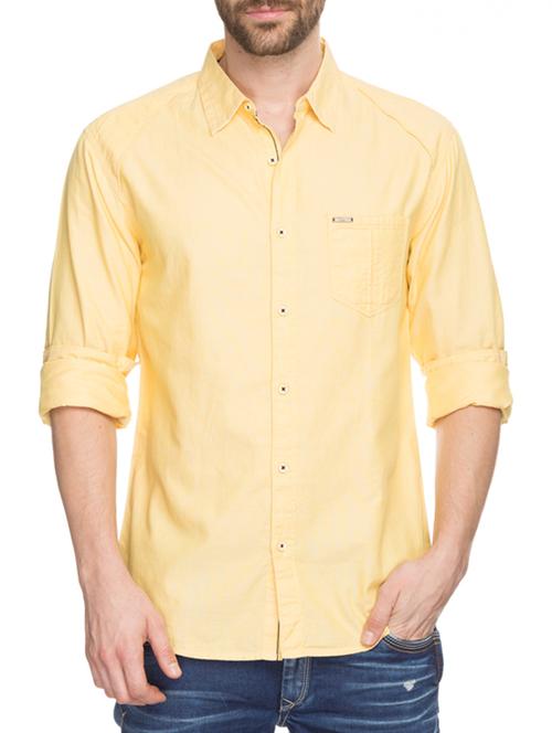yellow cotton casual shirt - 13064423 - Very Small Image - 1