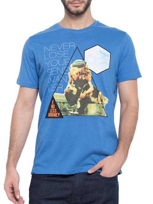 blue cotton printed t-shirt - 13064495 - Very Small Image - 1
