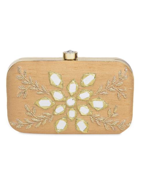 beige mirror embellished clutch with beadwork - 1306481 - Very Small Image - 1