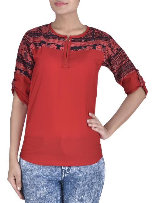 red printed crepe top - 1306612 - Very Small Image - 1
