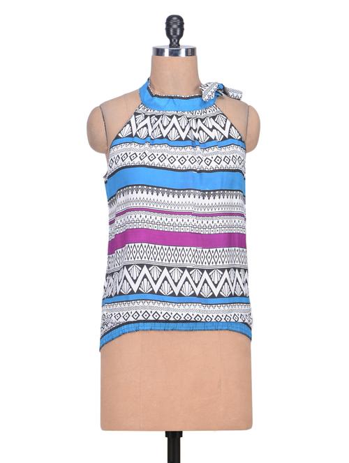 blue rayon printed top - 1306636 - Very Small Image - 1
