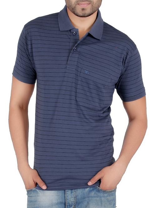dark blue cotton striped t-shirt - 13066765 - Very Small Image - 1
