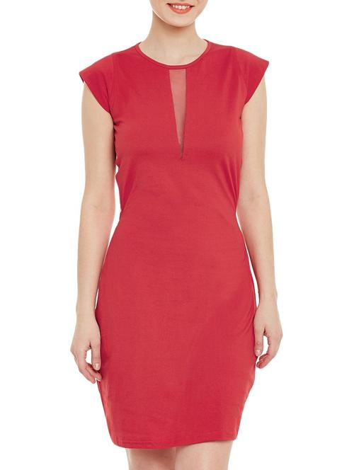 crossover back sheer panel dress - 13068132 - Very Small Image - 1