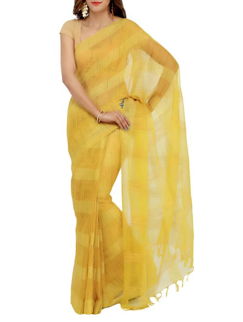 yellow cotton bhagalpuri saree - 13069090 - Very Small Image - 1