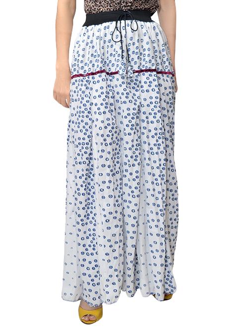 white printed rayon skirt - 13069108 - Very Small Image - 1