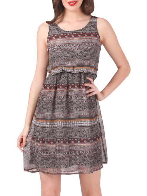 multicolored printed georgette dress - 13069193 - Very Small Image - 1