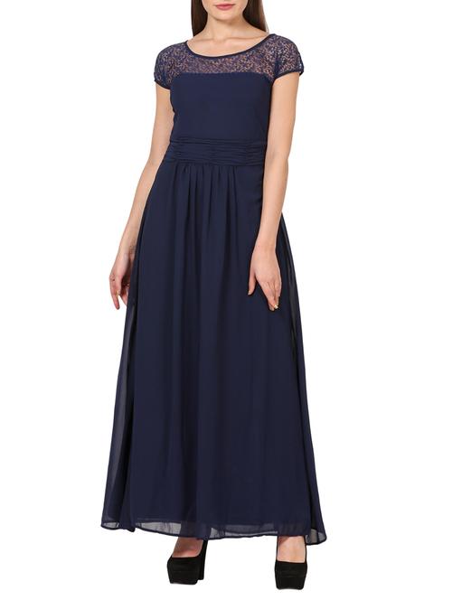 navy blue georgette maxi dress - 13069255 - Very Small Image - 1