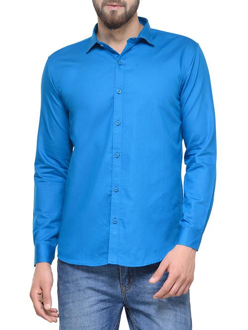 light blue cotton casual shirt - 13070387 - Very Small Image - 1
