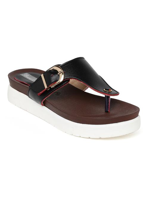 black faux leather flat forms sandals - 13070433 - Very Small Image - 1