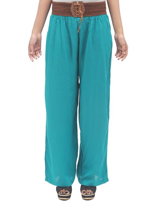 green cotton palazzos - 13070916 - Very Small Image - 1