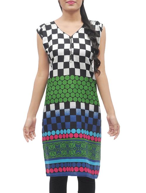 checkered straight kurti - 13070922 - Very Small Image - 1