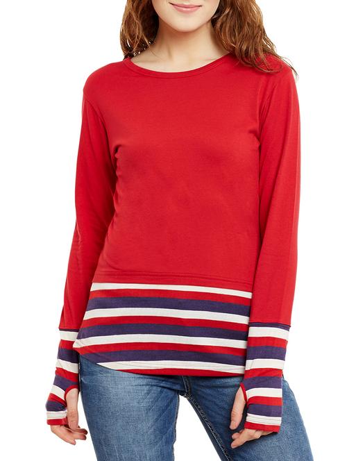 red cotton regular tshirt - 13071135 - Very Small Image - 1