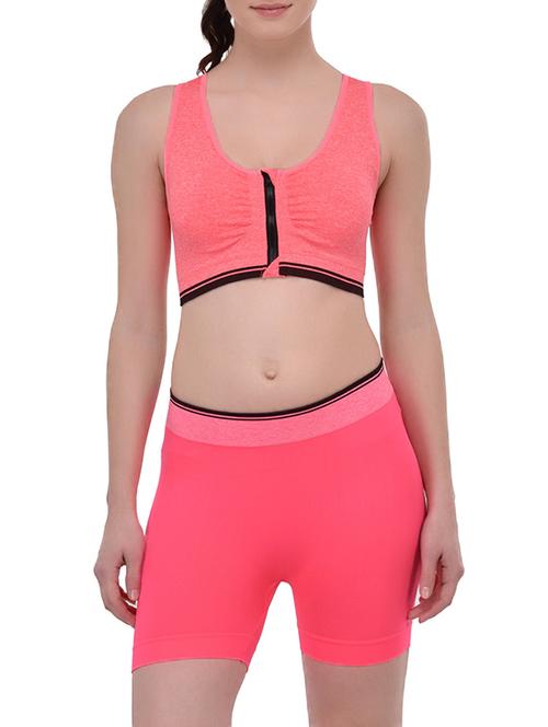orange nylon sports bra & short set - 13072117 - Very Small Image - 1