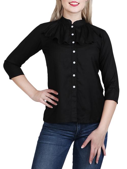 black viscose regular shirt - 13073528 - Very Small Image - 1