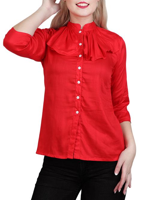 red viscose regular shirt - 13073530 - Very Small Image - 1