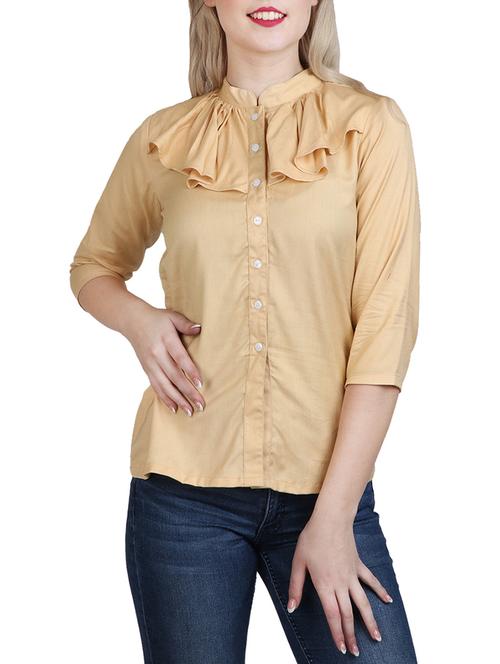 beige viscose regular shirt - 13073550 - Very Small Image - 1