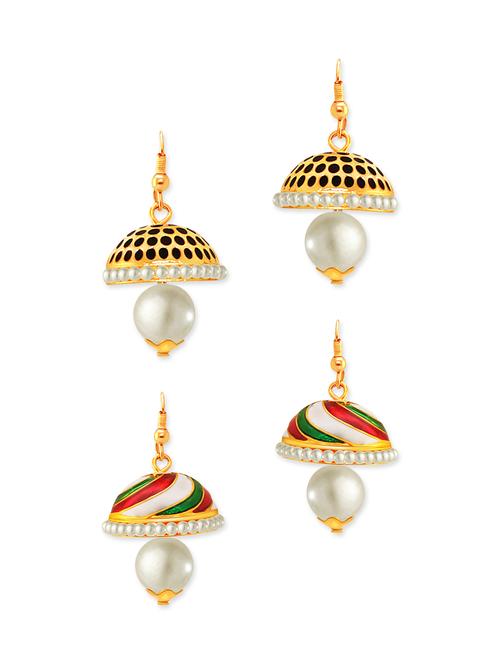 multi colored metal meenakari earrings - 13074821 - Very Small Image - 1
