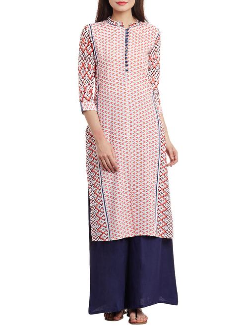 beige viscose straight kurta - 13075995 - Very Small Image - 1