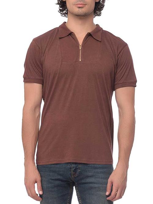 solid brown cotton t-shirt - 13076031 - Very Small Image - 1
