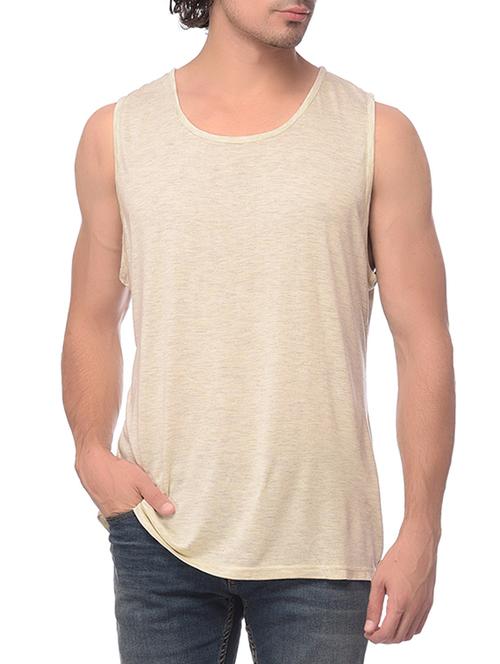 solid beige cotton t-shirt - 13076032 - Very Small Image - 1