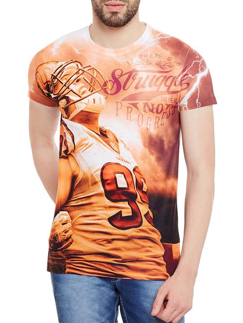 orange polyester graphic printed t-shirt - 13077464 - Very Small Image - 1