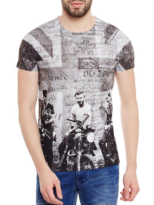 grey polyester graphic printed t-shirt - 13077465 - Very Small Image - 1