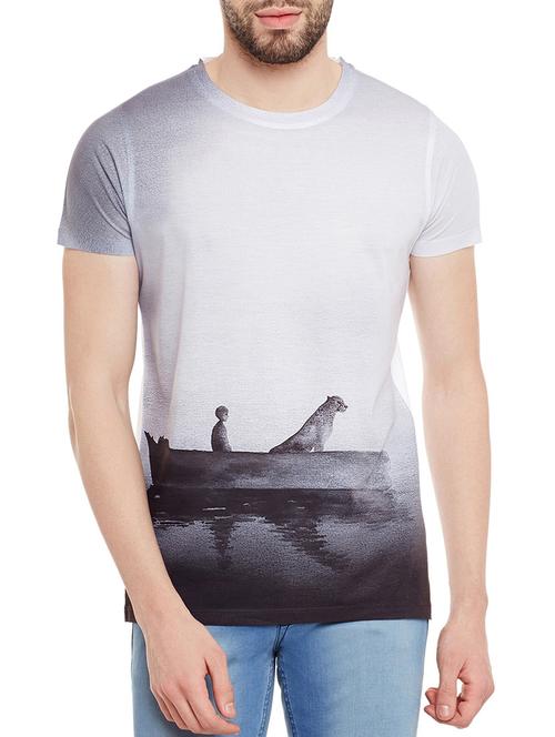 grey front print graphic t-shirt - 13077483 - Very Small Image - 1