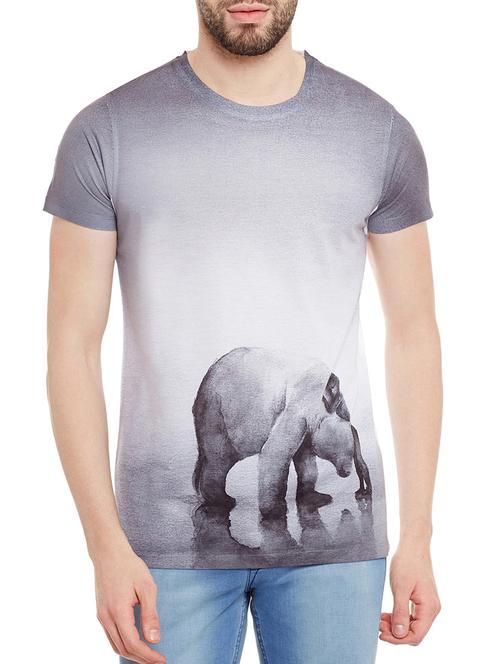 grey polyester front print t-shirt - 13077485 - Very Small Image - 1