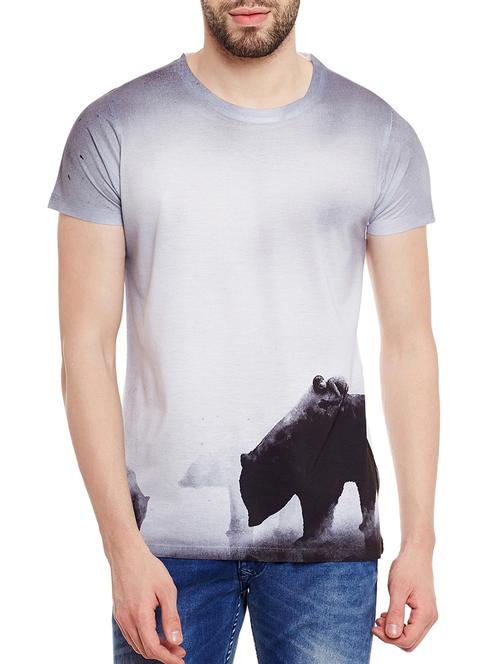 grey polyester graphic printed t-shirt - 13077487 - Very Small Image - 1